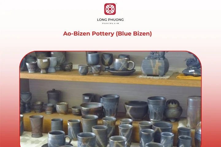 Rare Ao-Bizen pottery with enchanting blue and greenish tone