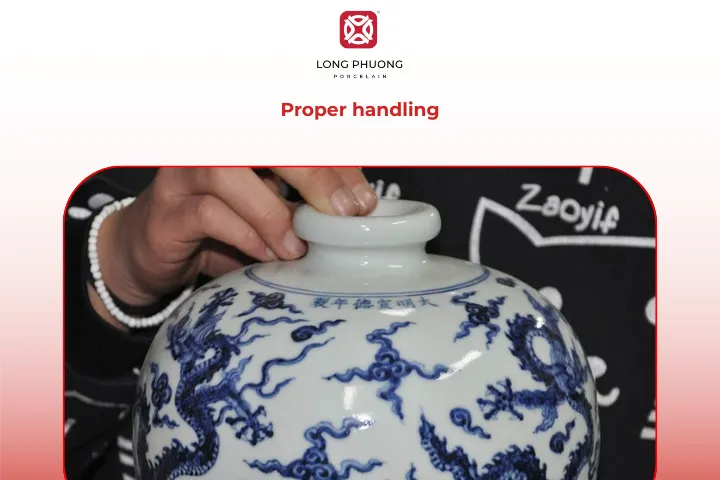 Handle Ming Dynasty porcelain gently and only when needed