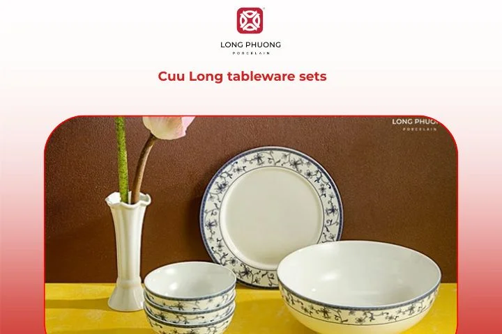 The Cuu Long tableware set adds a touch of prosperity to the Vietnamese offering tray.