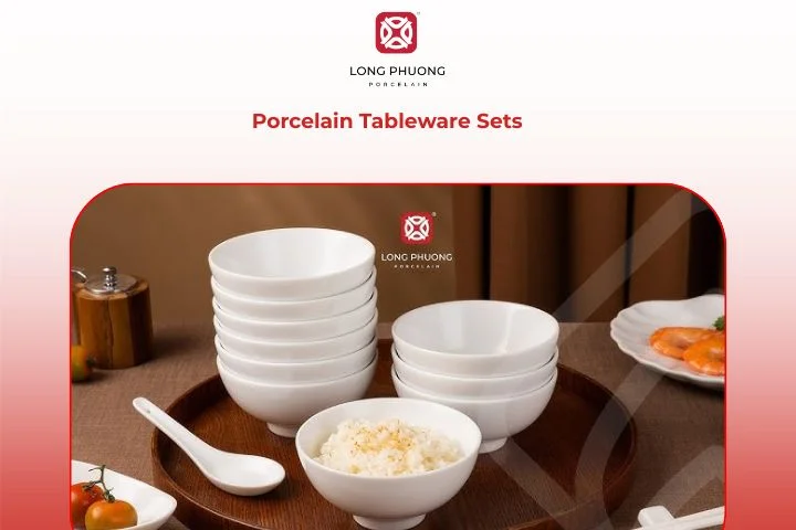 Matching porcelain dinner plates, salad plates, and bowls for elegant table settings.