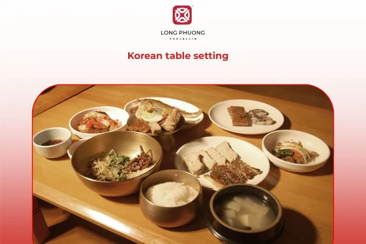 Traditional Korean meal setup with banchan dishes