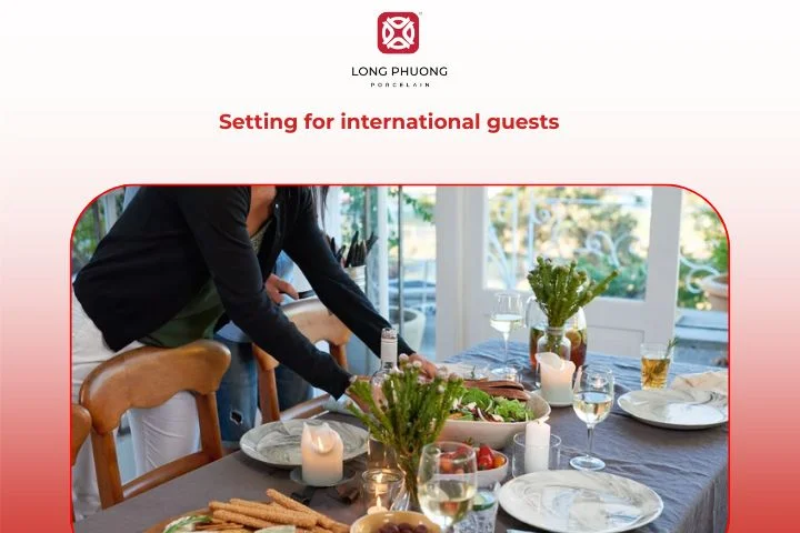 Asian fusion table setting for international dinner