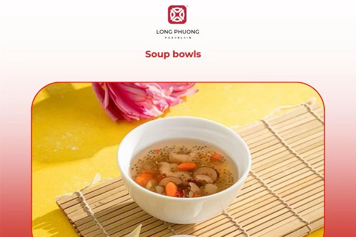 Asian porcelain soup bowl with spoon