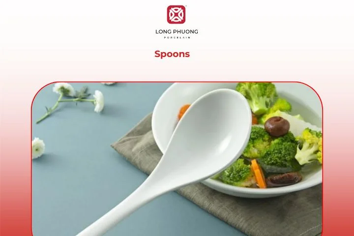 Porcelain soup spoons used in Asian dining