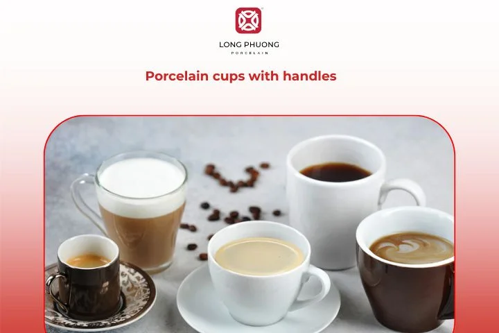 A set of classic porcelain cups with handles