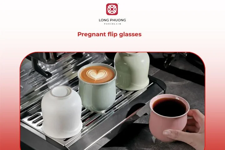 The gentle curves of pregnant flip glasses embody modern café sophistication