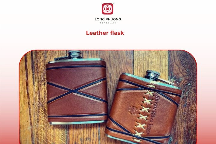 Premium leather-wrapped flask for 9th anniversary gift for him