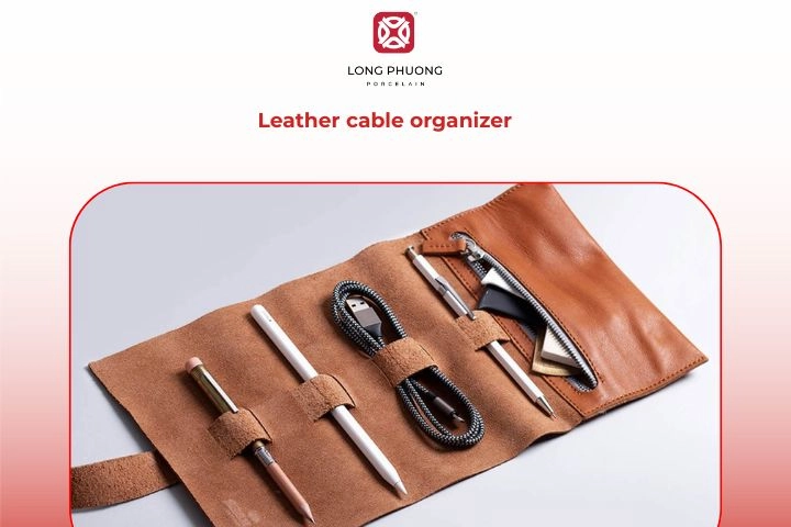 Leather cable organizer for practical and stylish gift for him