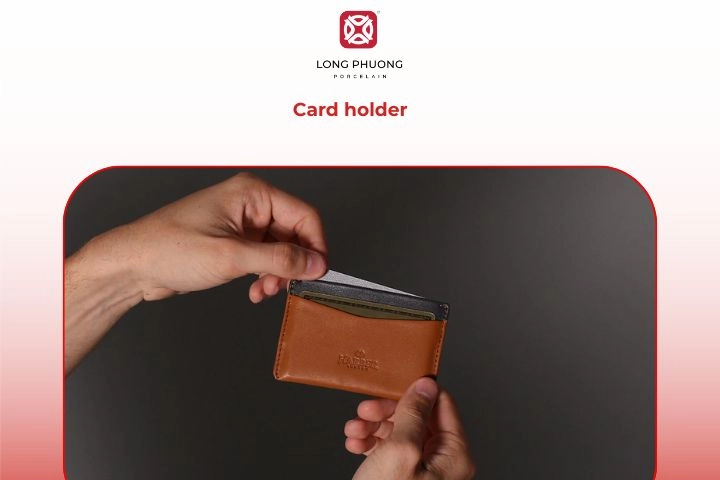 Minimalist leather card holder for him, ideal 9th anniversary present