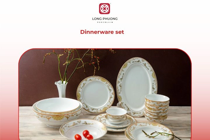 Elegant porcelain dinnerware set perfect for anniversary dinner