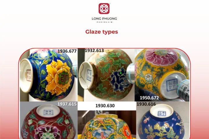 Qing porcelain glaze types such as Famille Verte, Famille Rose