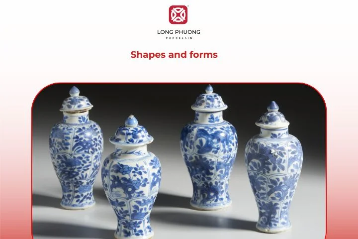 Distinctive Qing porcelain shapes like meiping vases, gu beakers, and moon flasks