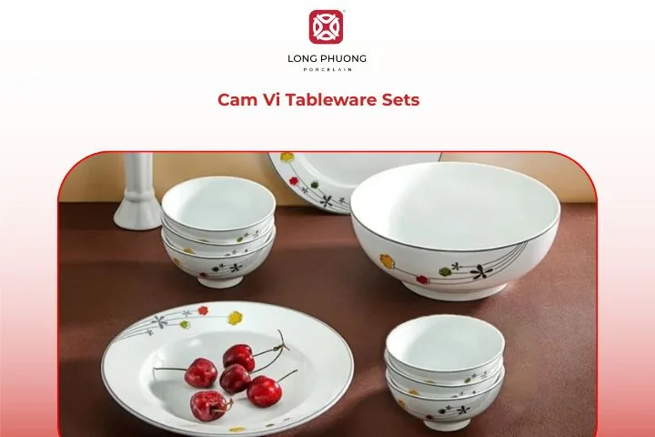 Complete Cam Vi porcelain tableware sets for elegant restaurant service
