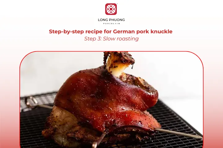 Here’s what it should look like after this first roasting stage: a golden-brown knuckle with dry, slightly wrinkled skin