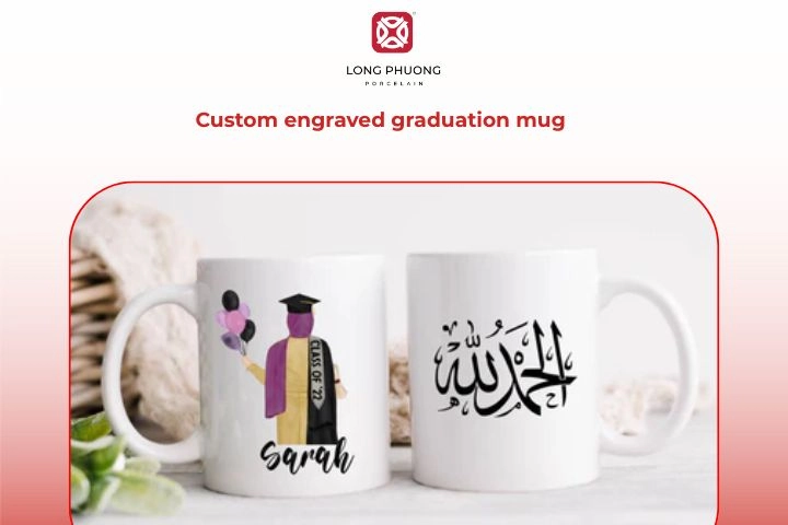 Custom engraved porcelain graduation mug for him