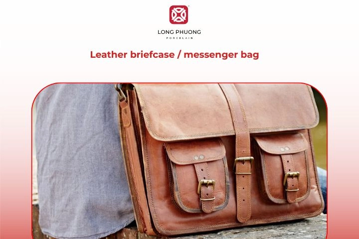 Leather briefcase messenger bag graduation gift for him