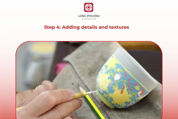 Adding detailed designs and textures to painted ceramics