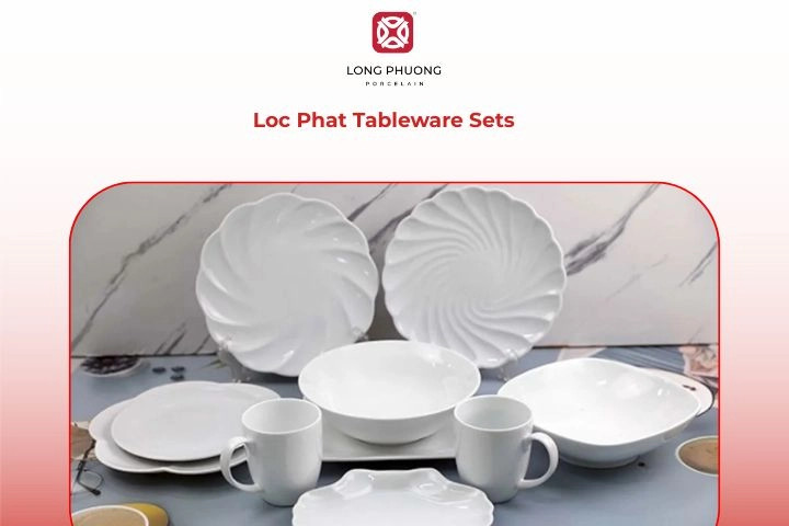 Minimalist Loc Phat tableware set symbolizing prosperity
