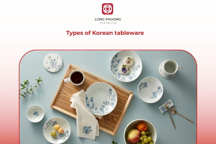 Different types of Korean tableware including porcelain, stoneware and premium sets
