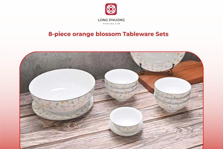 Orange blossom style tableware set with floral patterns