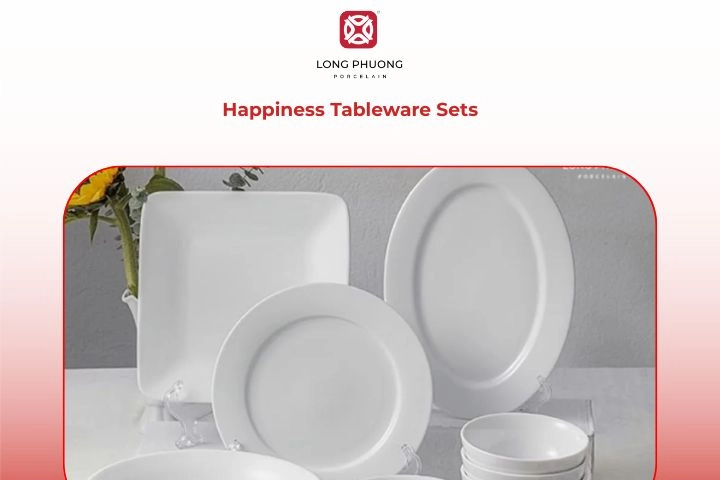 Minimalist Happiness tableware set in neutral tones