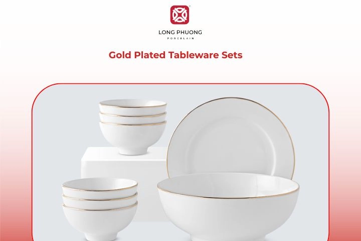 Luxurious gold-plated tableware set with elegant rims