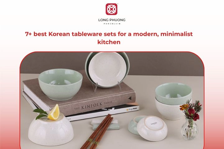 Modern minimalist Korean tableware set collection on dining table