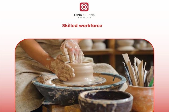 Skilled ceramic artisans and workers at Long Phuong Porcelain