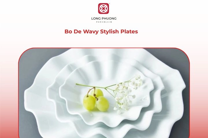 Wavy-edge Bo De porcelain serving platters