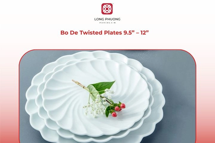 Twisted rim Bo De porcelain serving platters