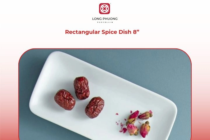 8-inch rectangular porcelain spice dish