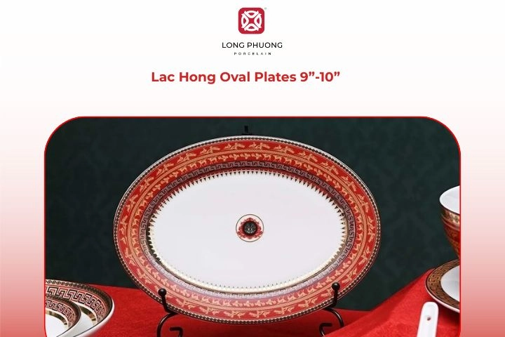 Lac Hong oval porcelain serving platters in 9 to 10 inches