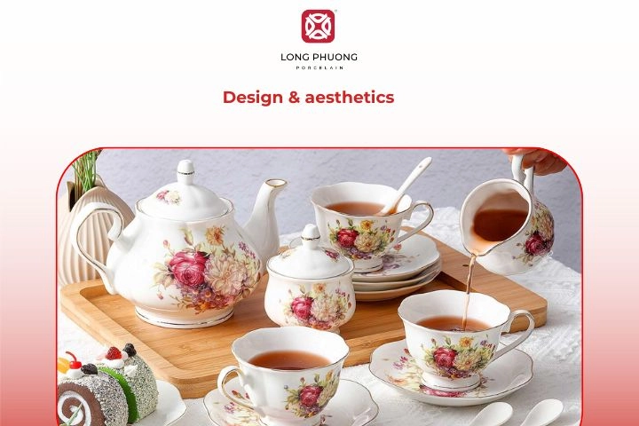 Different tea sets with contrasting styles and design aesthetics