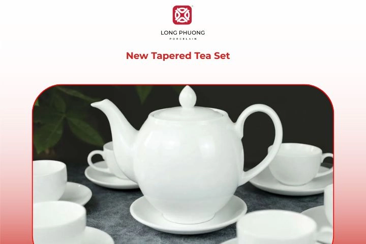 Modern tapered porcelain tea set with clean contemporary lines