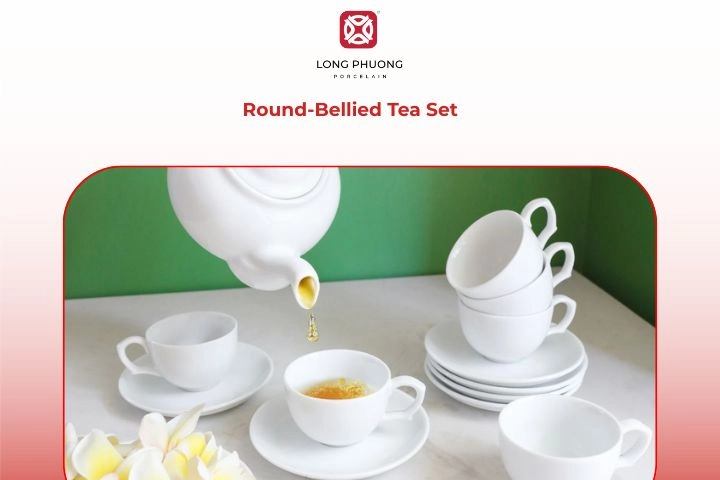 Round-bellied porcelain tea set with smooth curves for cozy tea time