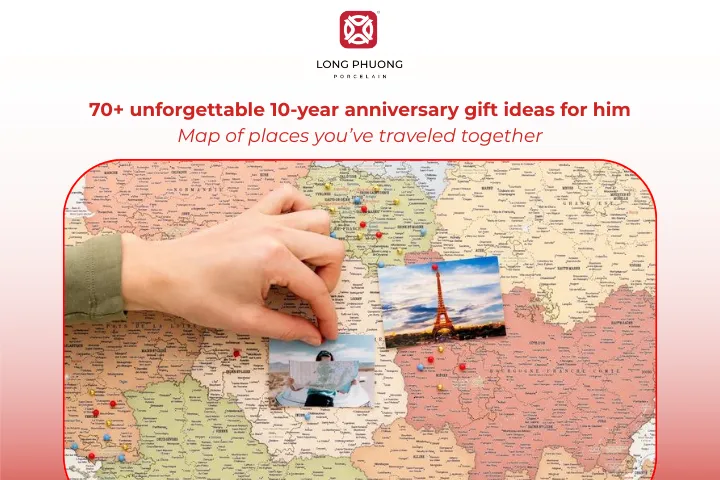 A custom travel map celebrates your adventures and inspires future journeys as a couple