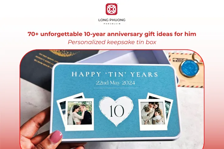 Tin is the traditional 10-year anniversary material, making a personalized tin box deeply symbolic