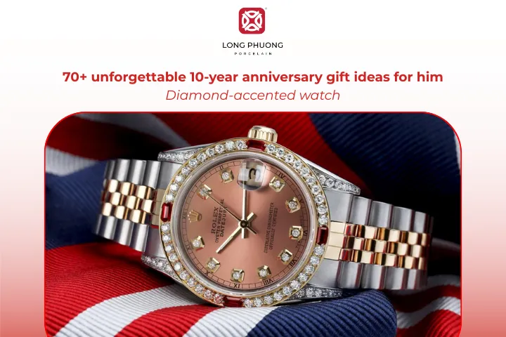 Diamonds represent enduring love, making a diamond-accented watch the perfect 10-year statement