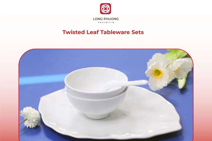 Elegant leaf-inspired tableware design with modern artistic details