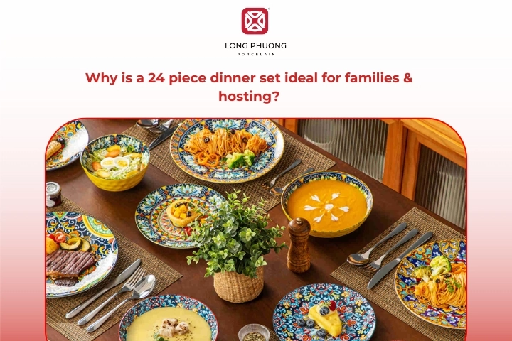 Full 24 piece dinnerware set fits family meals and gatherings