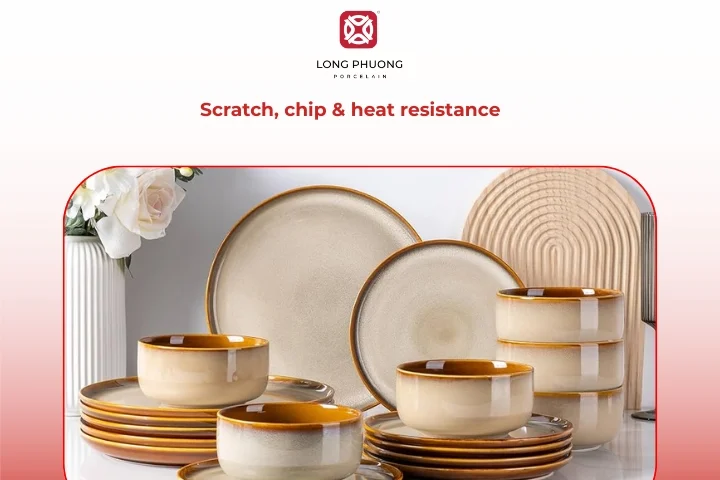 Durable porcelain plates designed to withstand daily kitchen use