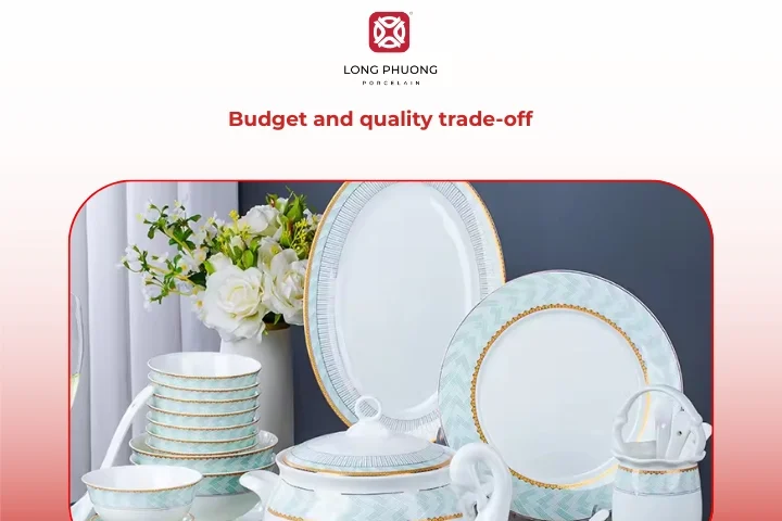 Comparison of premium and standard porcelain dinnerware on display