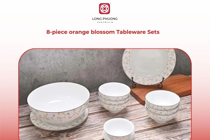 Orange blossom porcelain tableware set 8-piece