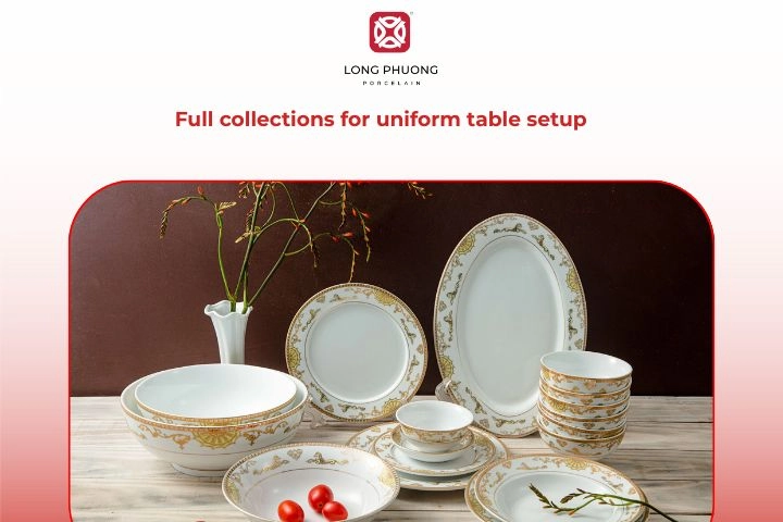 Full porcelain tableware collections for uniform restaurant setup