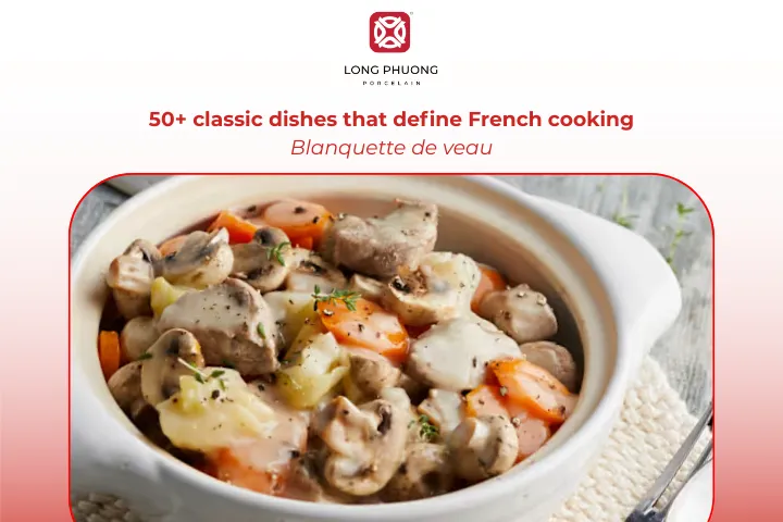 Blanquette de veau is a delicate veal stew with a smooth, creamy white sauce