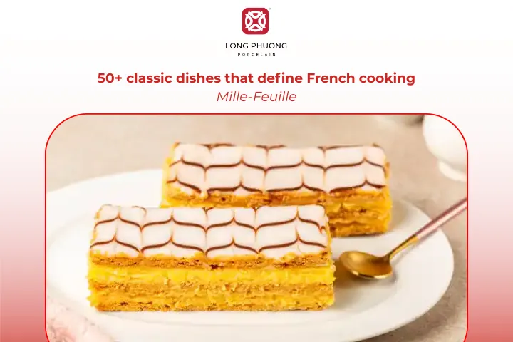 Mille-Feuille is a layered pastry with crisp puff pastry and cream