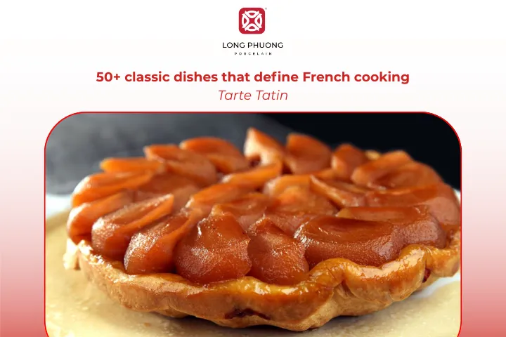 Tarte Tatin is a caramelized apple tart baked upside down