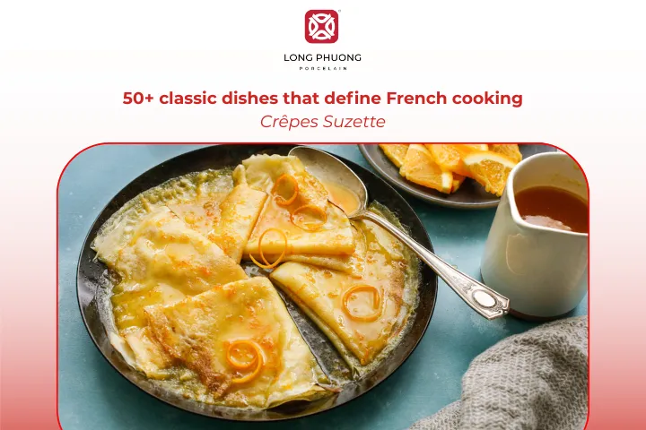 Crêpes finished in an orange sauce and flambéed