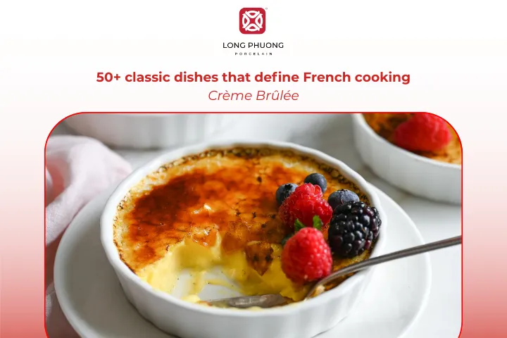Crème brûlée is a creamy custard topped with crisp caramelized sugar