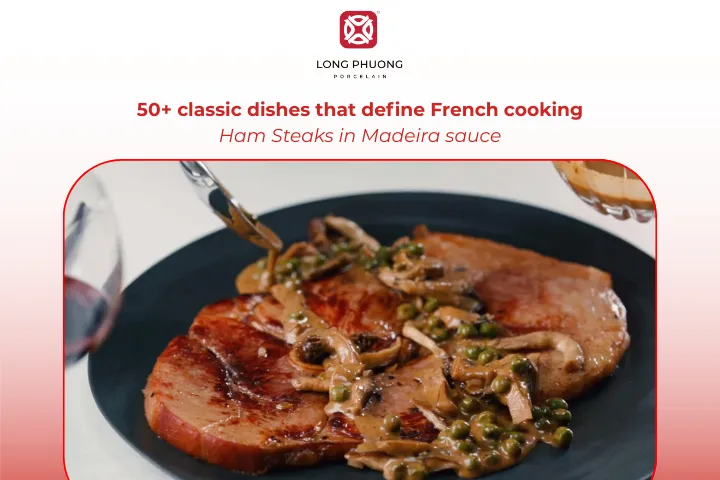 Ham steaks served in a refined Madeira mushroom sauce